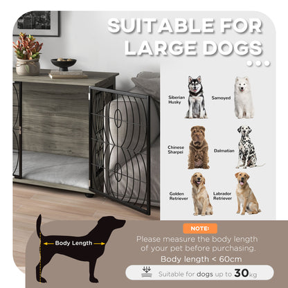 37" Dog Crate Furniture End Table w/ Cushion for Large Dogs