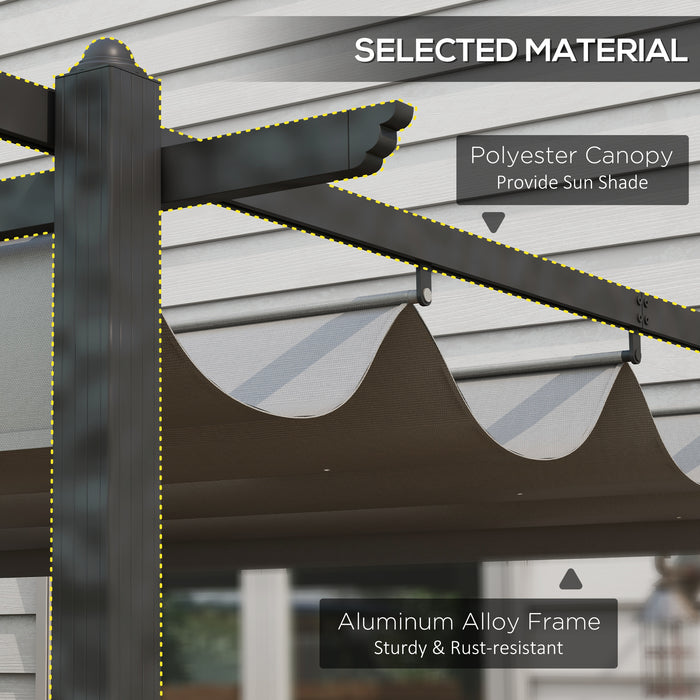 4 x 3(m) Aluminium Pergola with Retractable Roof, Garden Gazebo Canopy Shelter for Outdoor, Patio, Grey