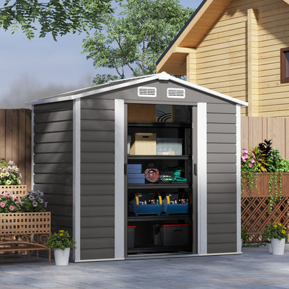 7 x 4ft Upgraded Metal Shed with Lock, Easy to Assemble, Light Grey
