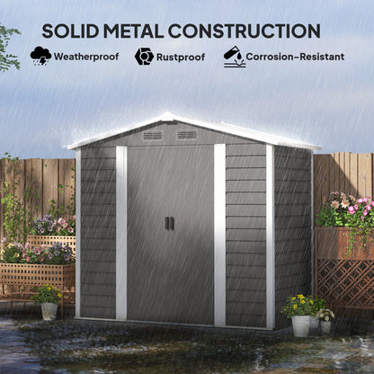7 x 4ft Upgraded Metal Shed with Lock, Easy to Assemble, Light Grey