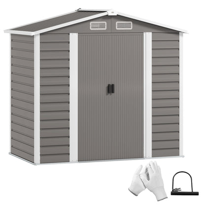 7 x 4ft Upgraded Metal Shed with Lock, Easy to Assemble, Light Grey