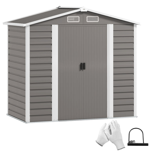 7 x 4ft Upgraded Metal Shed with Lock, Easy to Assemble, Light Grey