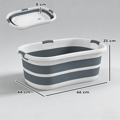 27L Dog Bath Tub Foldable Pet Bathtub with Drain Hole Grey