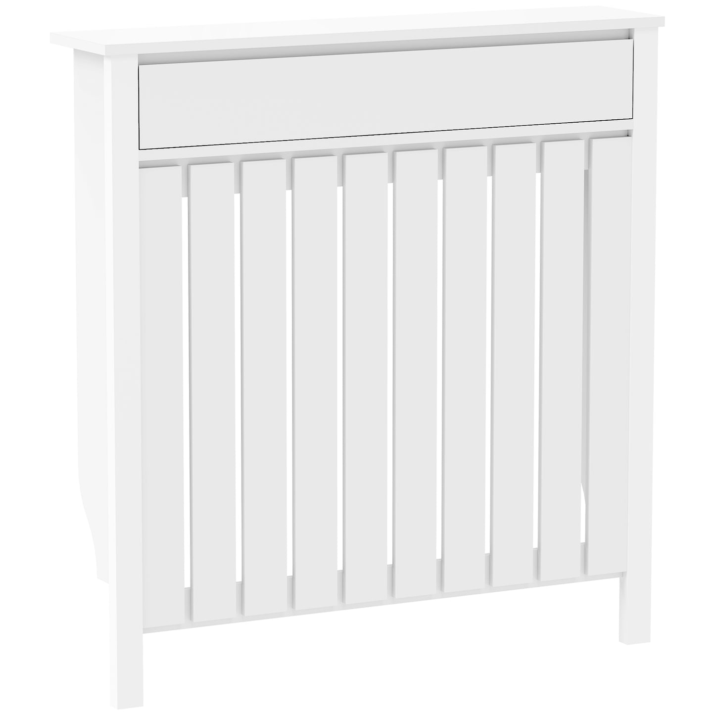 Radiator Cover with Drawer and Vertical Slats White