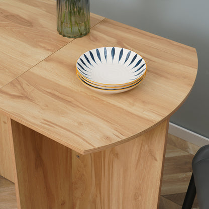 Foldable Dining Table Compact Drop Leaf Table for Kitchen Oak