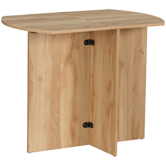 Foldable Dining Table Compact Drop Leaf Table for Kitchen Oak