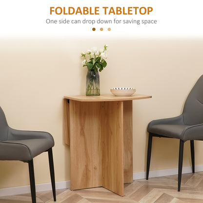 Foldable Dining Table Compact Drop Leaf Table for Kitchen Oak