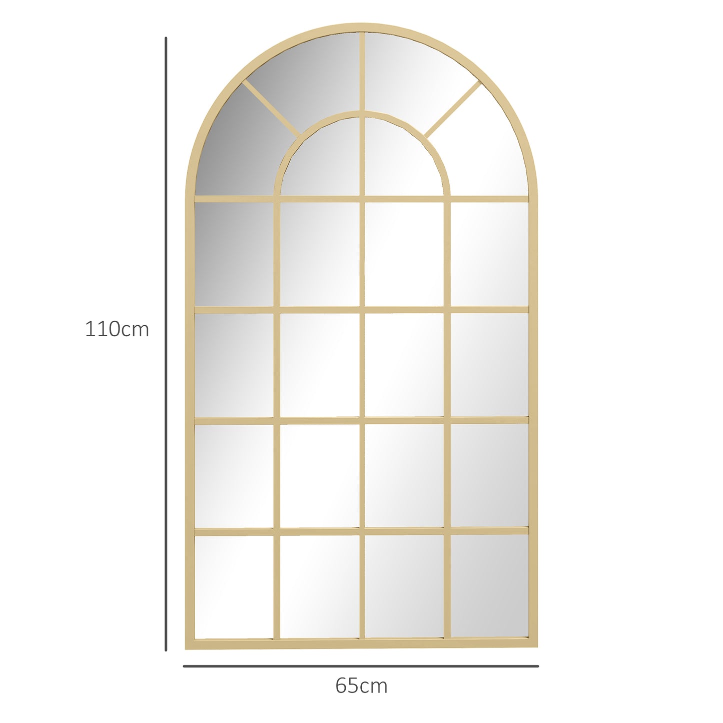 Modern Arch Window Wall Mirror for Living Room Bedroom, Gold Tone