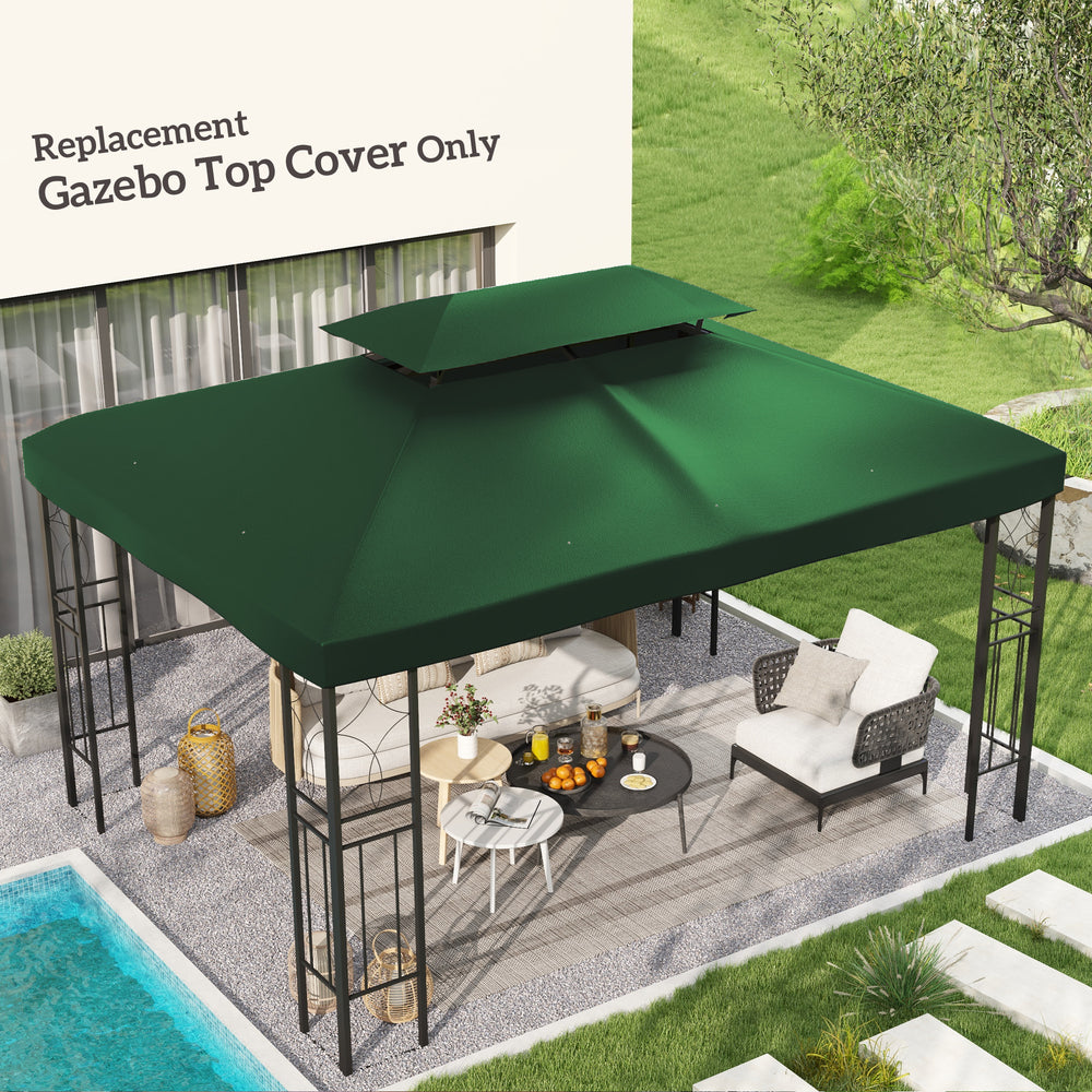 3x4m Gazebo Replacement Roof Canopy 2 Tier Top UV Cover Green