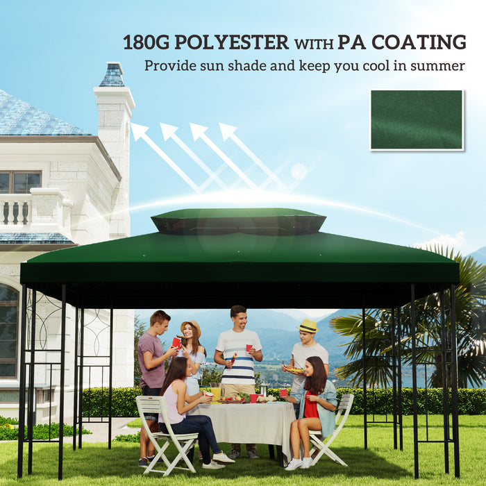 3x4m Gazebo Replacement Roof Canopy 2 Tier Top UV Cover Green