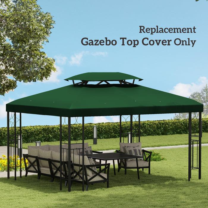 3x4m Gazebo Replacement Roof Canopy 2 Tier Top UV Cover Green