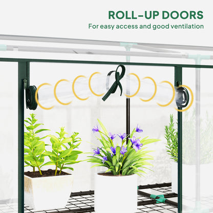 3 Tier Lean-to Mini Greenhouse with Plastic Cover, Clear