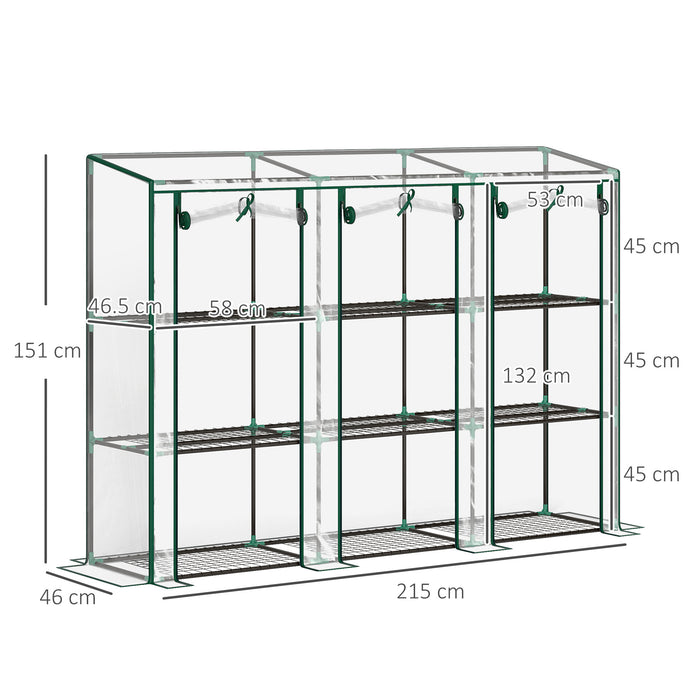 3 Tier Lean-to Mini Greenhouse with Plastic Cover, Clear