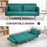 Convertible Sofa Bed Settee with Cushions, Adjustable Backrest, Green