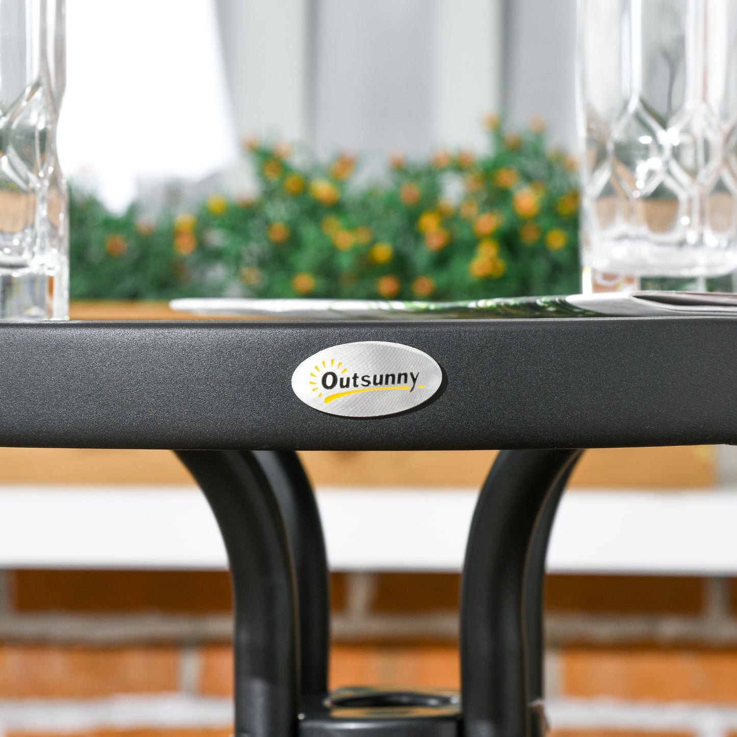 3 Pieces Garden Furniture Set with 2 Stackable Chairs, Black