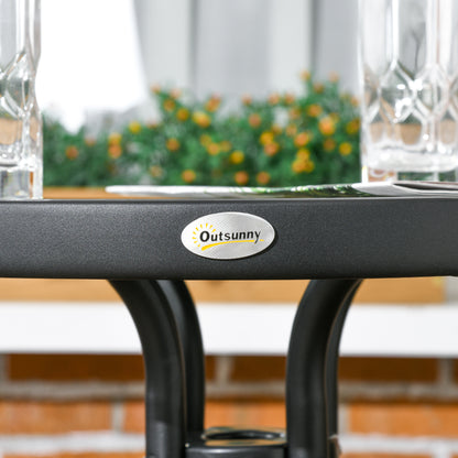 3 Pieces Garden Furniture Set with 2 Stackable Chairs, Black