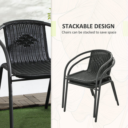 3 Pieces Garden Furniture Set with 2 Stackable Chairs, Black