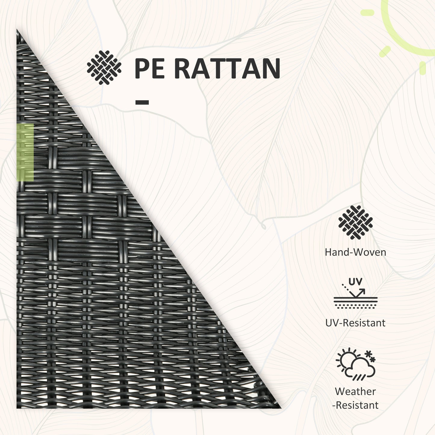 3 Pieces Garden Furniture Set with 2 Stackable Chairs, Black