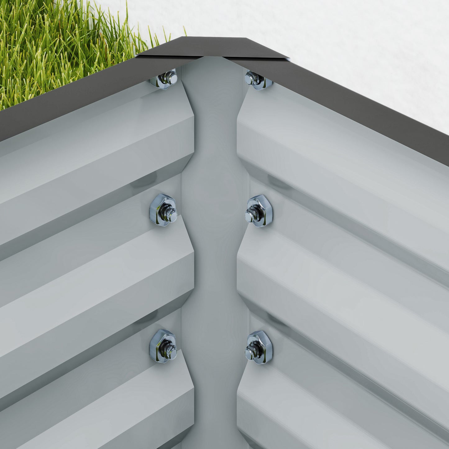 Set of 2 Raised Garden Bed Galvanised Planter Box, Light Grey