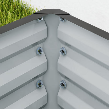 Set of 2 Raised Garden Bed Galvanised Planter Box, Light Grey