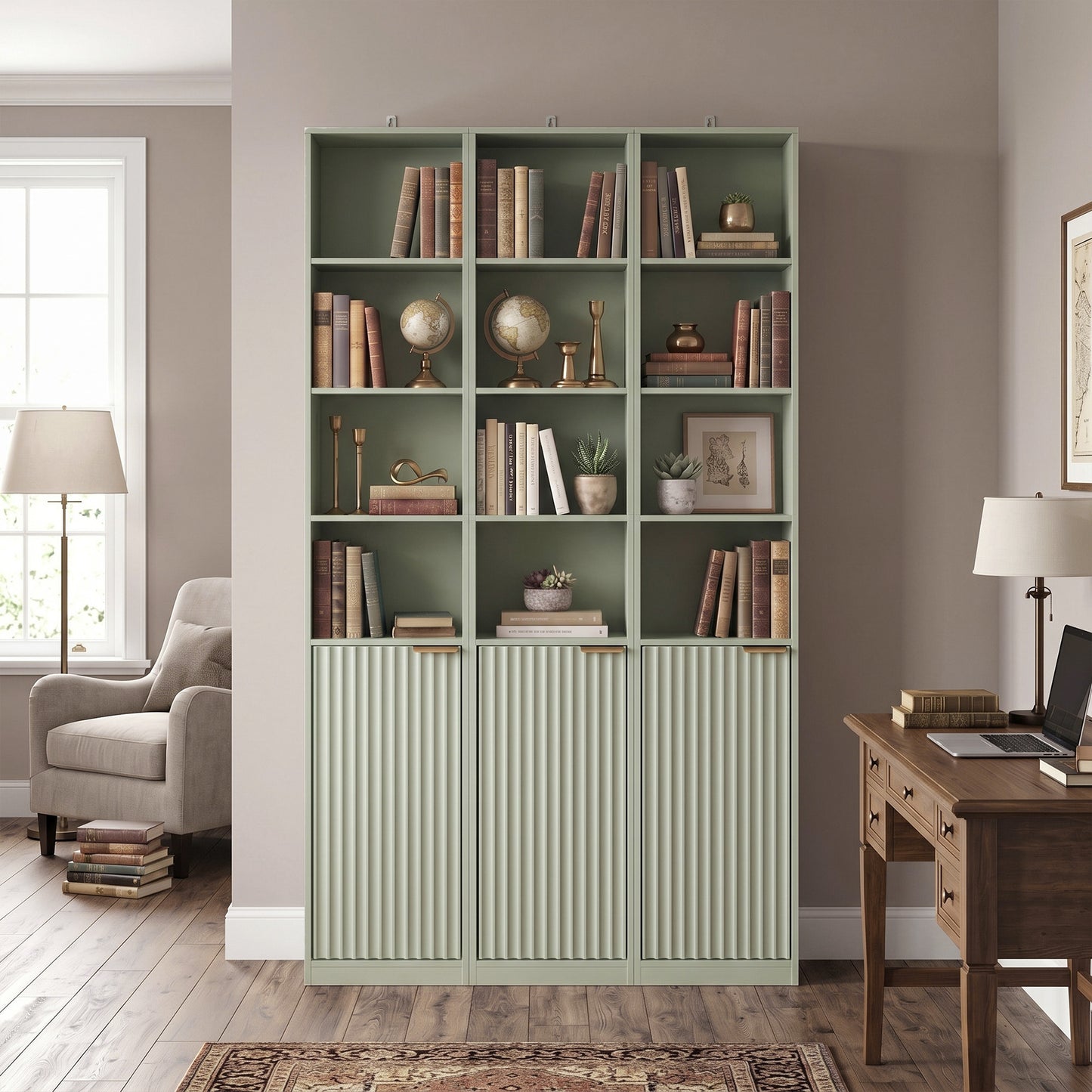 Bookcase Adjustable Shelf 6-Tier Light Green