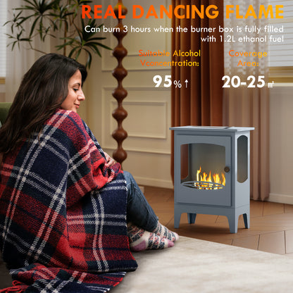 Freestanding Bioethanol Fireplace Ethanol Fireplace Stove, Grey