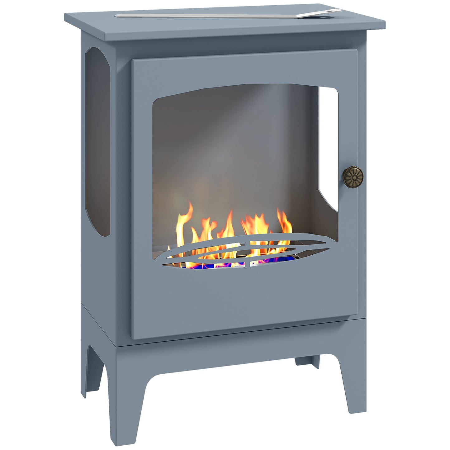 Freestanding Bioethanol Fireplace Ethanol Fireplace Stove, Grey