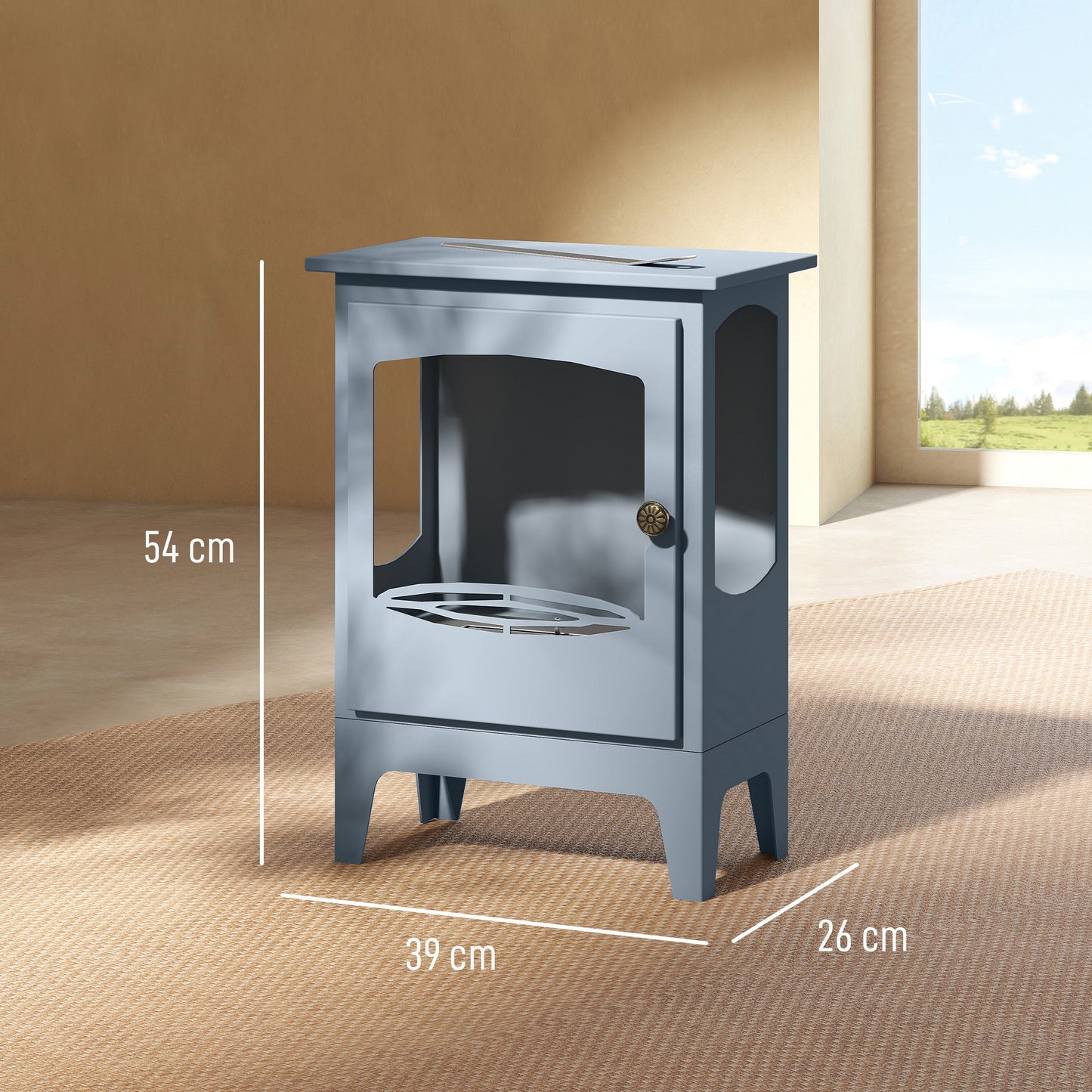 Freestanding Bioethanol Fireplace Ethanol Fireplace Stove, Grey