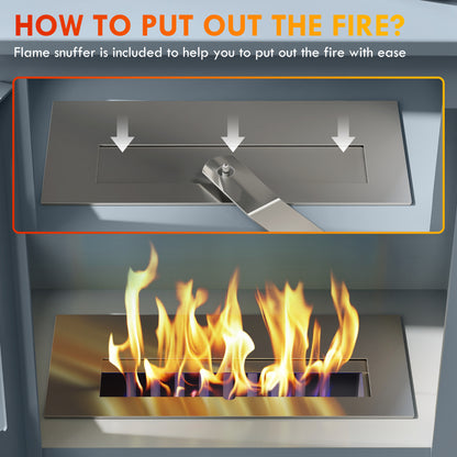 Freestanding Bioethanol Fireplace Ethanol Fireplace Stove, Grey