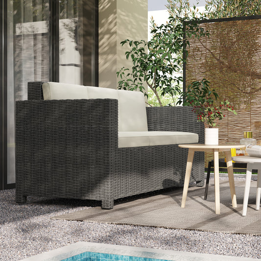 Rattan Wicker 3-seater Chair Patio Furniture w/ Cushion Cream