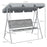 Metal Garden Swing Chair, 3-Seater Swing Seat, Patio Hammock Bench Canopy Lounger, Grey