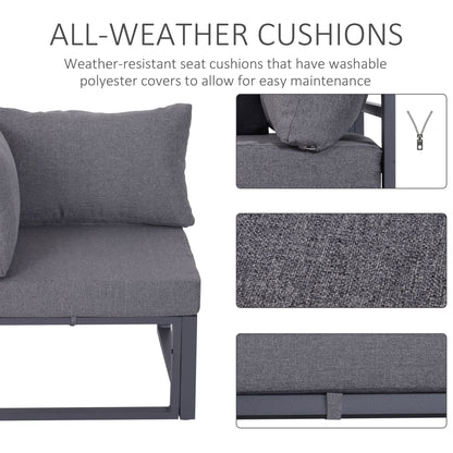 6Pcs Outdoor Sectional Sofa Set Conversation Aluminum Frame w/ Cushion