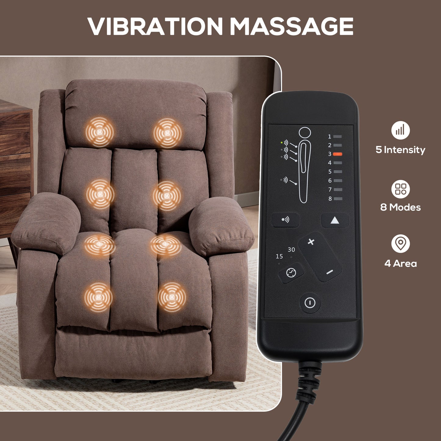 Power Lift Recliner Chair for Elderly with Massage, Dark Brown