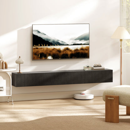 Wall Mount TV Stand Cabinet with Fluted Flip-Down Doors