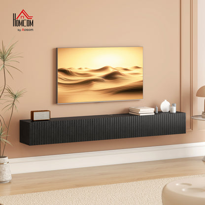 Wall Mount TV Stand Cabinet with Fluted Flip-Down Doors