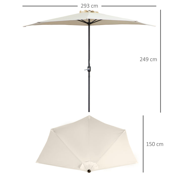 3 m Half Round Umbrella Parasol-White