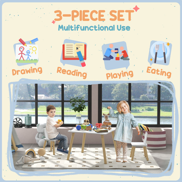 3 Pieces Toddler Table and Chair Set for Nursery, Playroom, Classroom