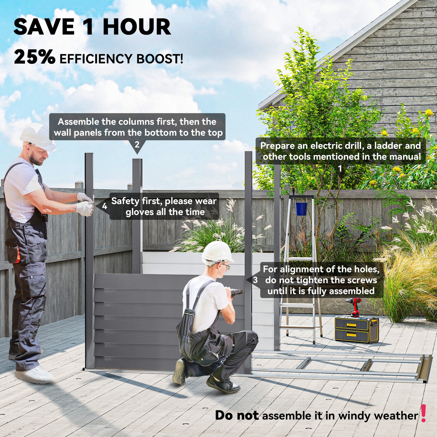5 x 9ft Galvanised Metal Garden Shed with Foundation Kit, Grey