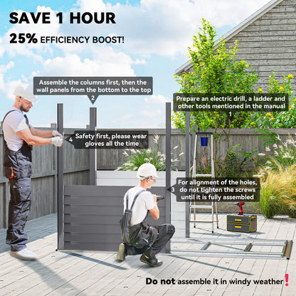 5 x 9ft Galvanised Metal Garden Shed with Foundation Kit, Grey