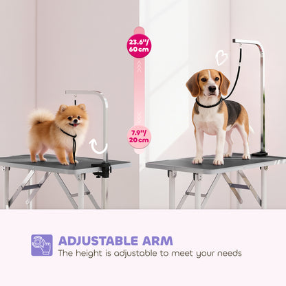 Foldable Dog Grooming Table Adjustable Arm for Small Dogs 81x49x80 cm