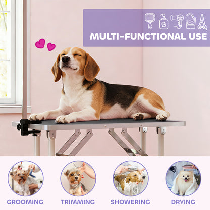 Foldable Dog Grooming Table Adjustable Arm for Small Dogs 81x49x80 cm