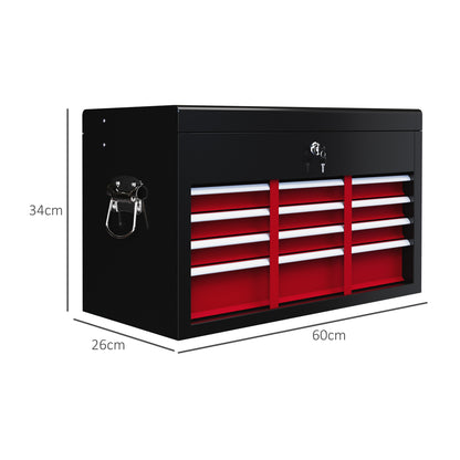 Lockable Metal Tool Chest w/ 6 Drawer, Ball Bearing Runners, Red