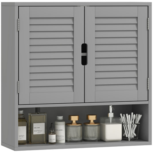 Bathroom Cabinet, Wall Mounted Cabinet with Adjustable Shelves, Grey