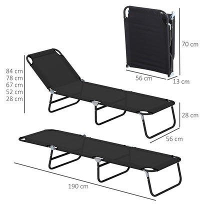 2 Piece Reclining Chaise Lounge with Adjustable Backrest, Black