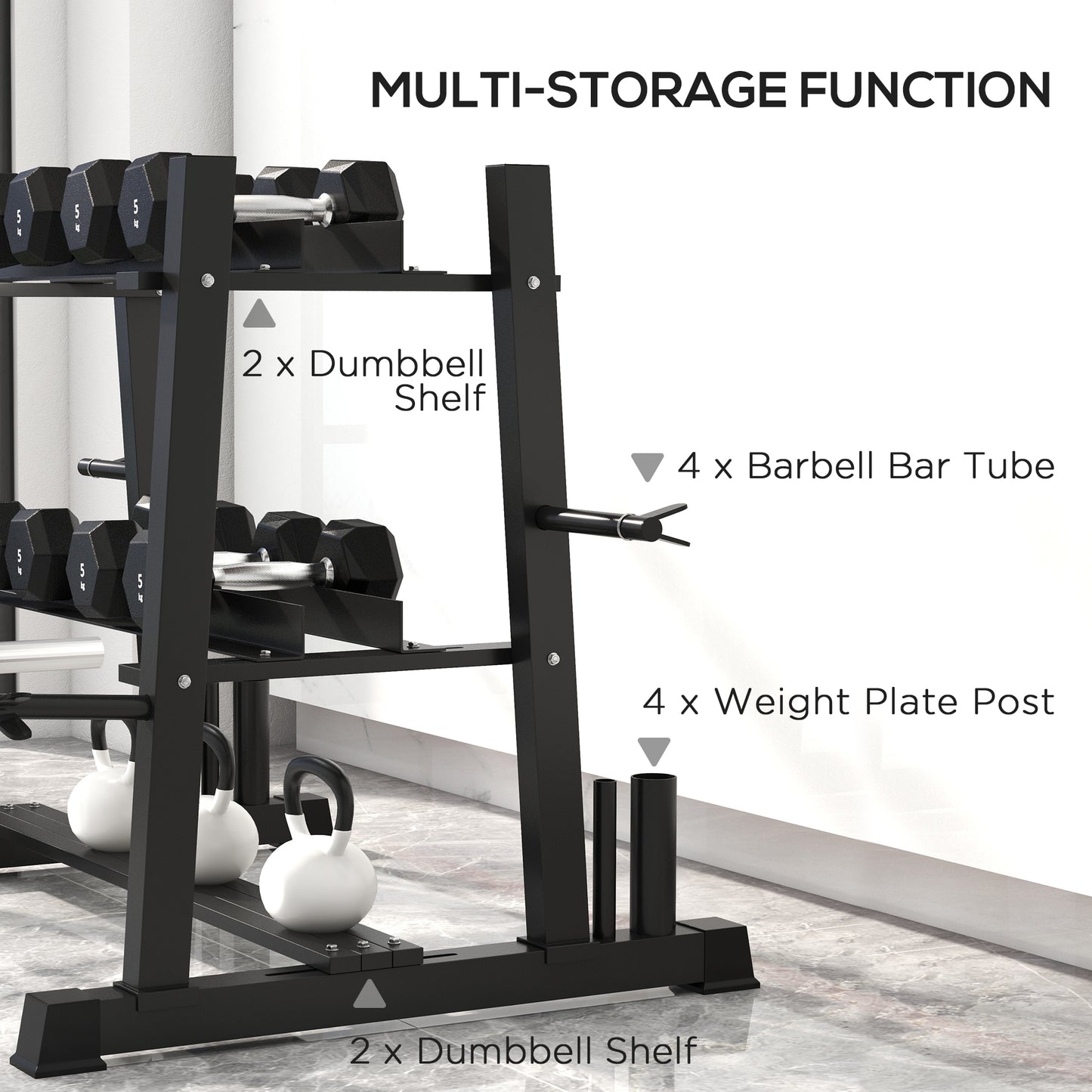 3-Tier Dumbbell Rack for Dumbbells, Kettlebells&Plates (Rack Only)