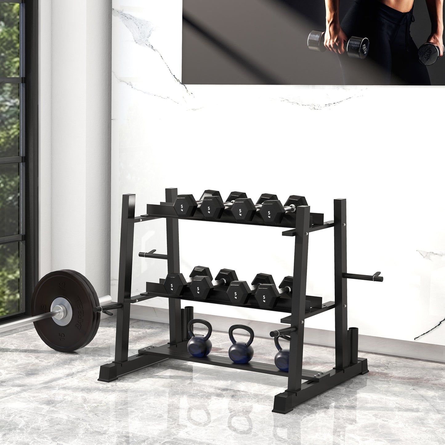 3-Tier Dumbbell Rack for Dumbbells, Kettlebells&Plates (Rack Only)