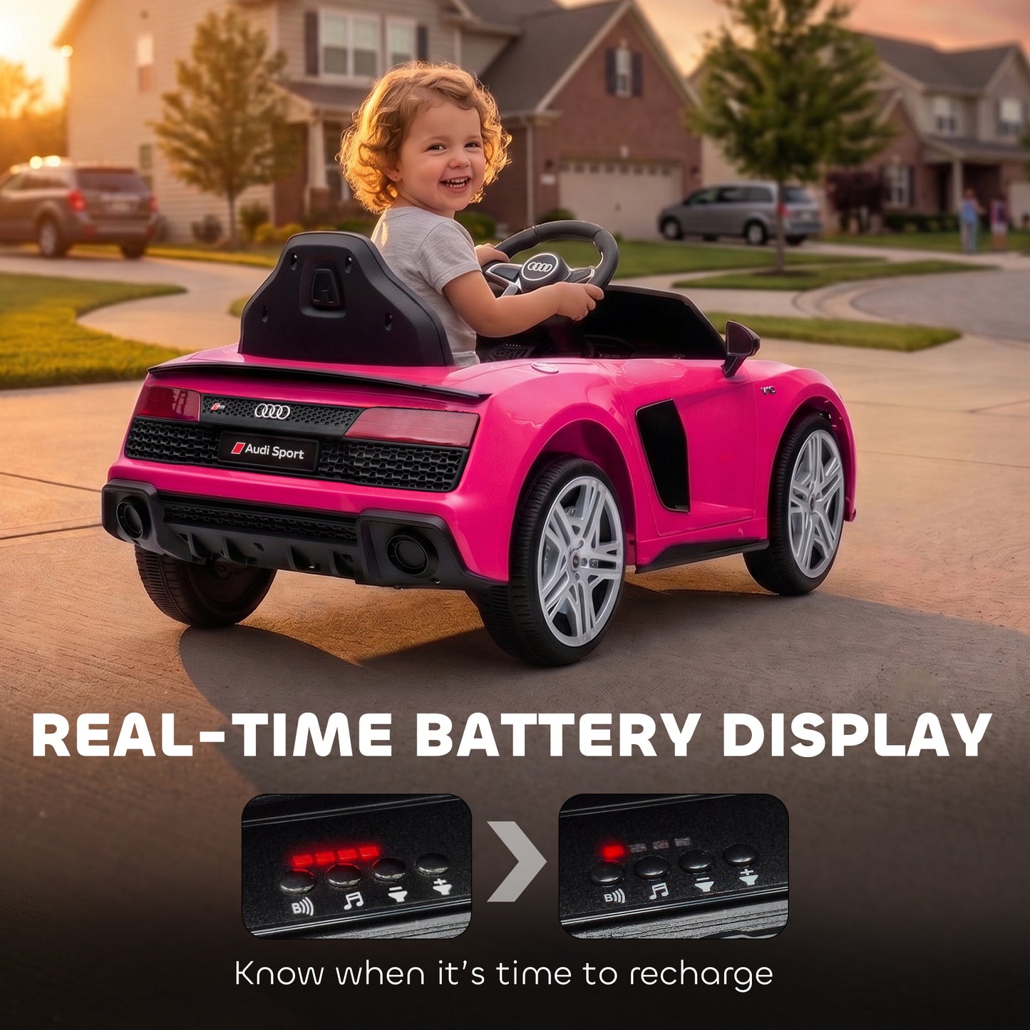 Licensed Audi R8 Spyder 12V Electric Car for Kids with Remote Pink