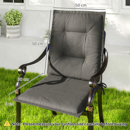 Set of 4 Garden Chair Cushions, Outdoor Seat Pads, Light Grey