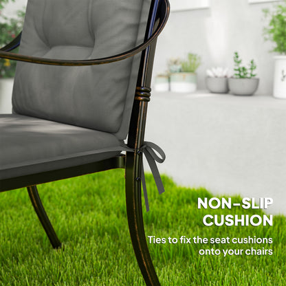 Set of 4 Garden Chair Cushions, Outdoor Seat Pads, Light Grey