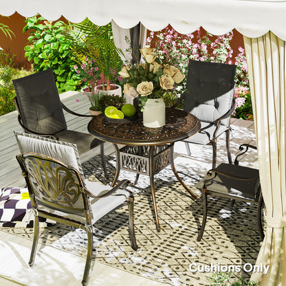 Set of 4 Garden Chair Cushions, Outdoor Seat Pads, Light Grey